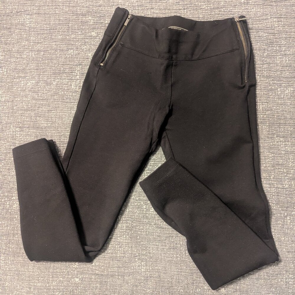 Zara Black dressy leggings with side zippers